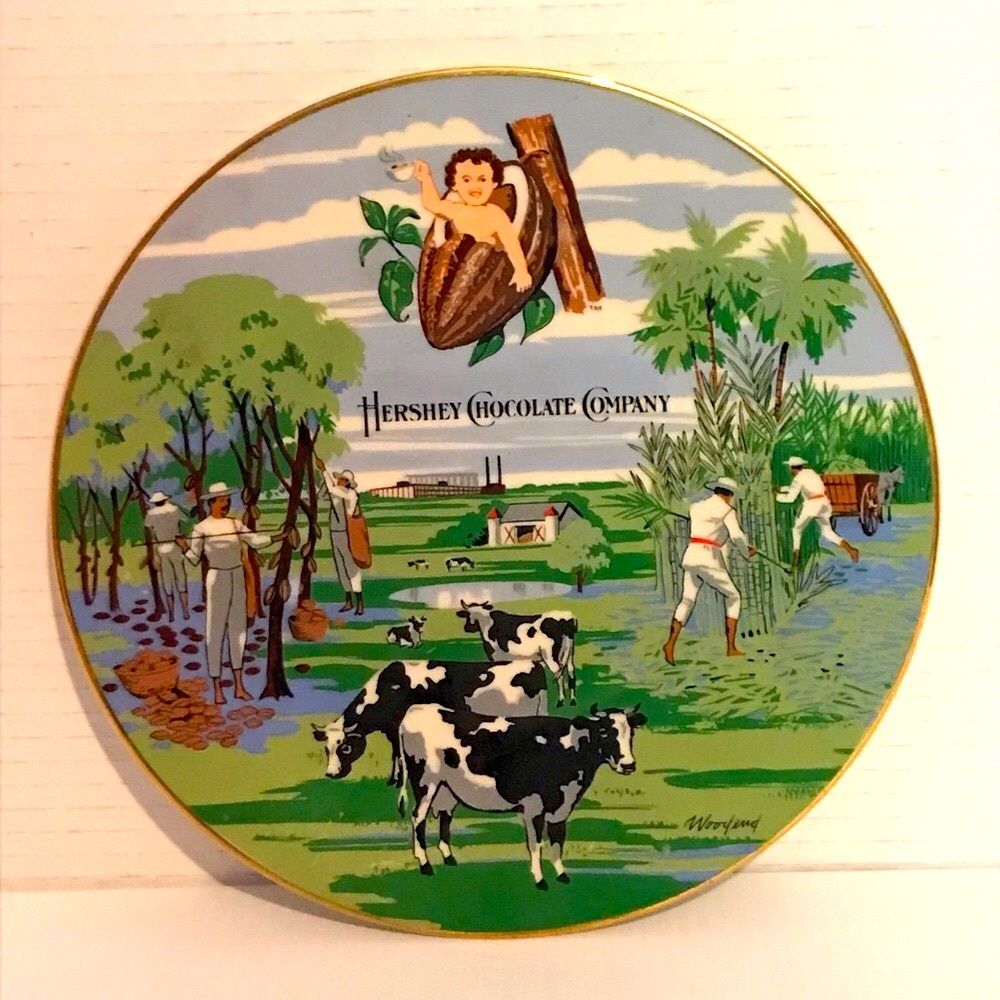 American Vintage Decorative Plate with Green and Blue Accents